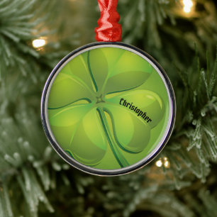 Irish St. Patrick’s Day Green Shamrock Personalize Metal Ornament