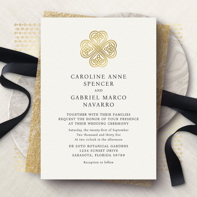 Irish St Patricks Celtic Lucky Wedding Foil Invitation (Creator Uploaded)