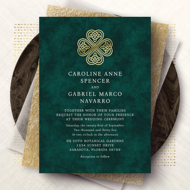 Irish St Patricks Celtic Lucky Wedding Foil Invitation (Creator Uploaded)