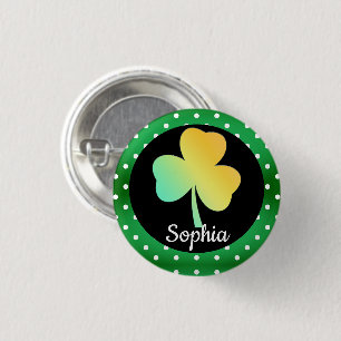 Irish St Patrick's Day Custom Designed Shamrock Button