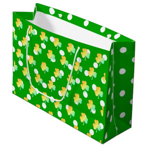 Irish St Patricks Day Custom Designed Shamrock Large Gift Bag