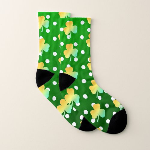 Irish St Patricks Day Custom Designed Shamrock Socks