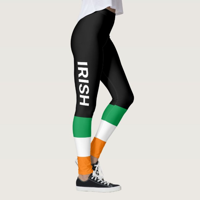 IRISH St. Patrick's Day Flag of Ireland Black Leggings (Right)