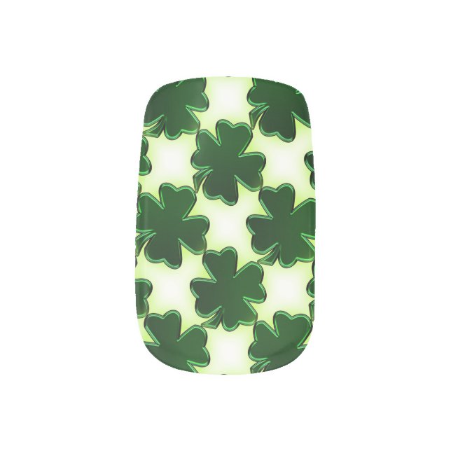 Irish St. Patricks Day Four Leaf Clovers Minx Nail Wraps (Left Thumb)