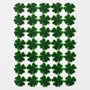 Irish St. Patricks Day Four Leaf Clovers Receiving Blanket