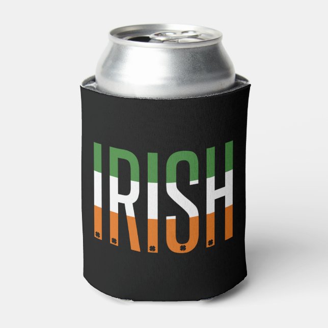 Irish St Patrick's Day Ireland Flag Shamrock Lucky Can Cooler (Can Front)