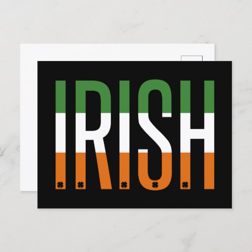 Irish St Patricks Day Ireland Flag Shamrock Lucky Postcard