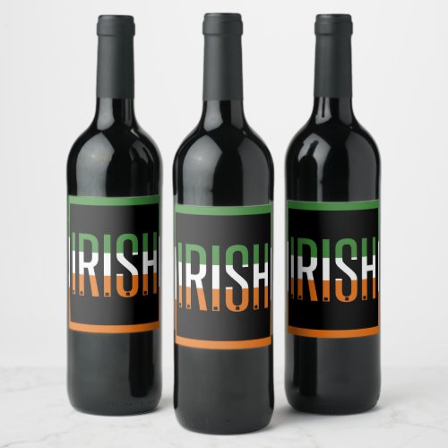 Irish St Patricks Day Ireland Flag Shamrock Lucky Wine Label