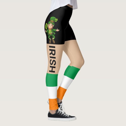IRISH St Patricks Day Leprechaun Flag of Ireland Leggings