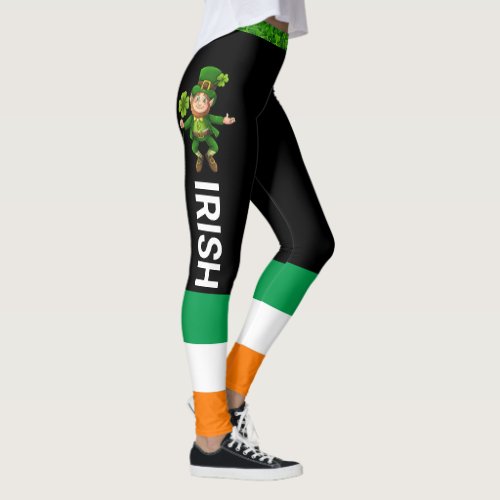 IRISH St Patricks Day Leprechaun Flag of Ireland Leggings