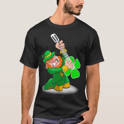 Irish St Patricks Day Leprechaun Play Guitar T_Shirt