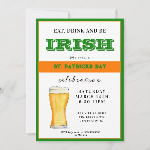 Irish St Patricks Day party Invitation
