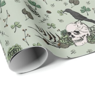 Irish St. Patricks Day Skulls and Clovers Floral