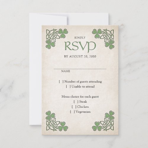 Irish St Patricks Wedding RSVP Card