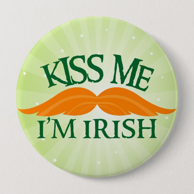 Irish-Stache Pinback Button (Front)
