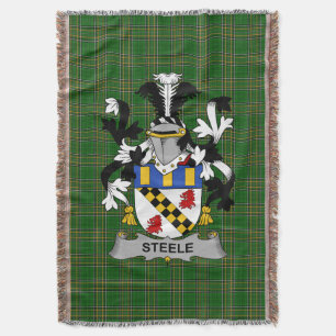 Irish Steele Coat of Arms Family Crest Ireland Throw Blanket