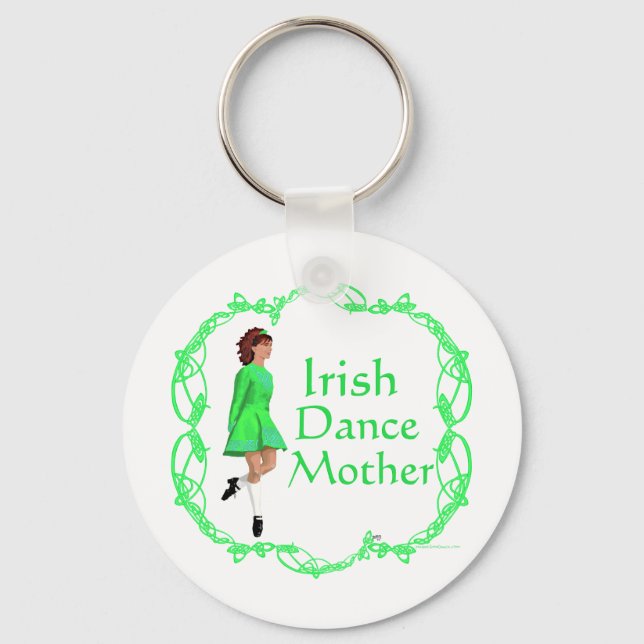 Irish Step Dance Mother - Green Keychain (Front)