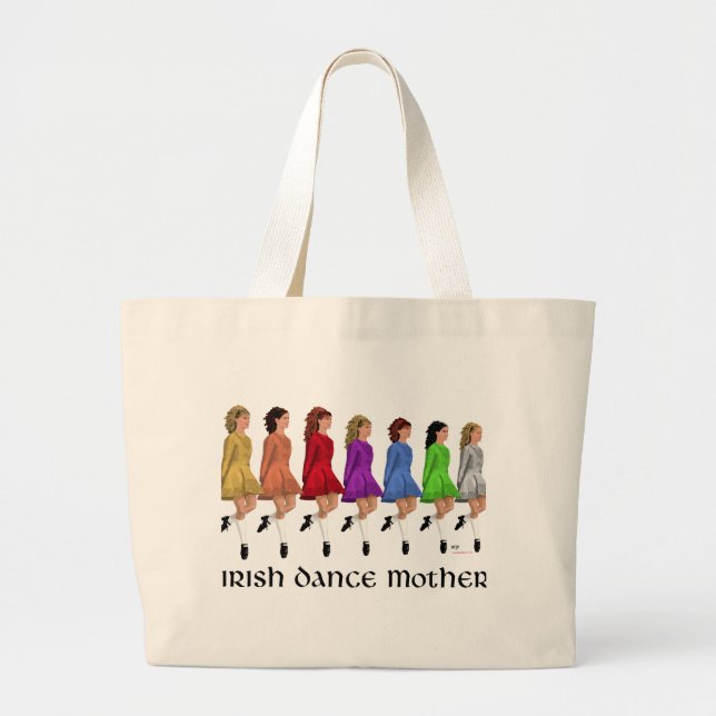 Irish Step Dance Mother - Rainbow Line Large Tote Bag (Front)