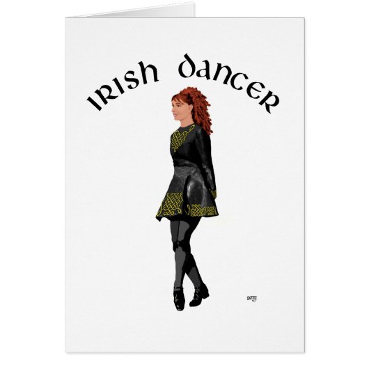 Irish Step Dancer - Black Dress, Red Hair (Front)