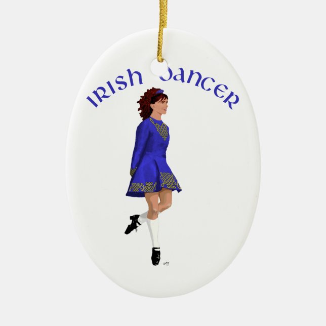 Irish Step Dancer - Blue Ceramic Ornament (Front)