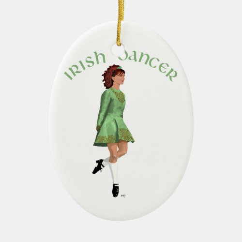 Irish Step Dancer _ Green Ceramic Ornament