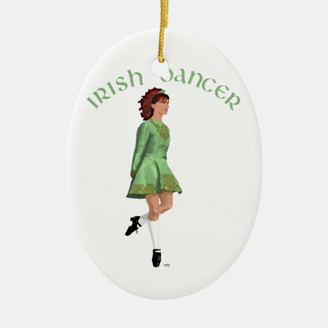 Irish Step Dancer - Green Ceramic Ornament (Front)