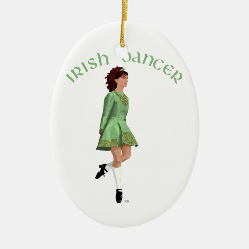 Irish Step Dancer _ Green Ceramic Ornament