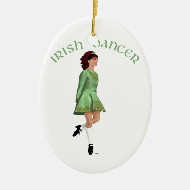 Irish Step Dancer - Green Ceramic Ornament (Front)
