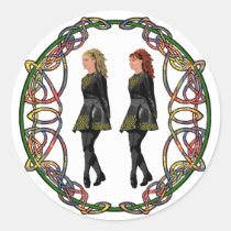 Irish Step Dancers in Celtic Knotwork Surround