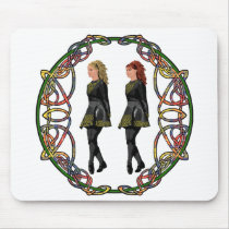 Irish Step Dancers in Celtic Knotwork Surround