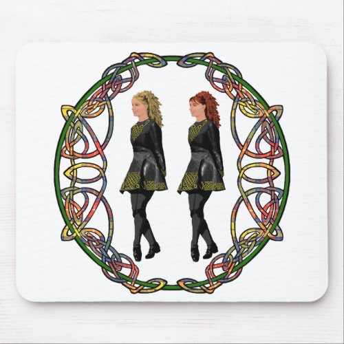 Irish Step Dancers in Celtic Knotwork Surround