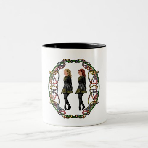 Irish Step Dancers in Celtic Knotwork Surround