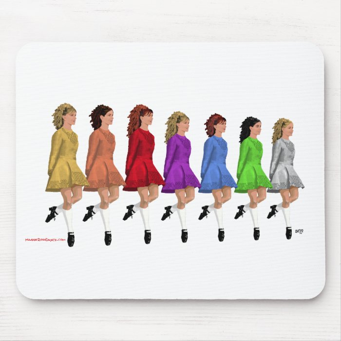 Irish Step Dancers   Rainbow Line of Dancers Mousepad