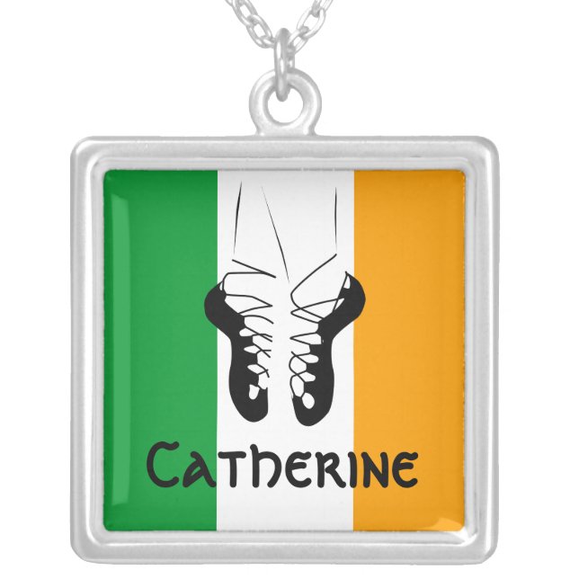 Irish Step Dancing Silver Plated Necklace (Front)