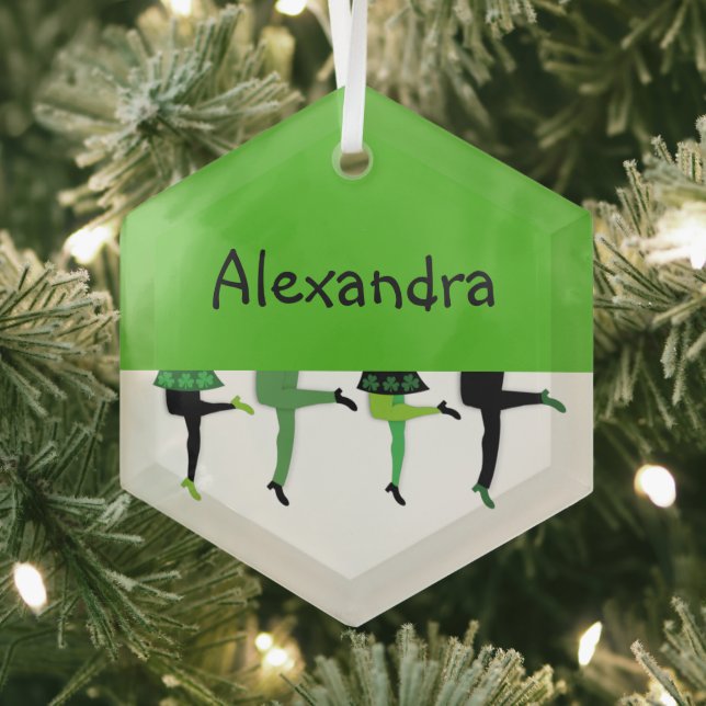 Irish Stepdancers' Legs Comical Christmas  Glass Ornament (Insitu)