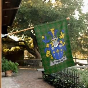 Irish Stevenson Coat of Arms Family Crest Ireland House Flag