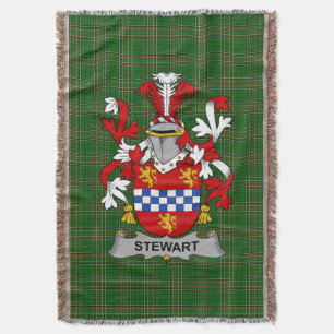 Irish Stewart Coat of Arms Family Crest Ireland Throw Blanket