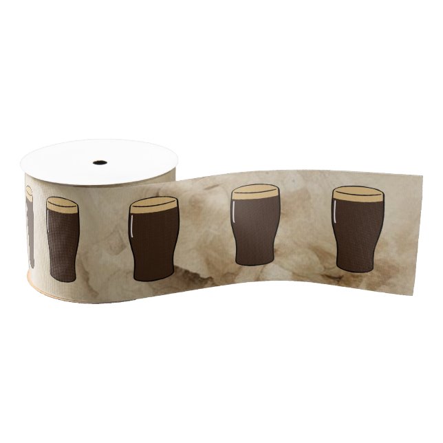 Irish Stout Beer Drinker Birthday Cake Grosgrain Ribbon (Spool)