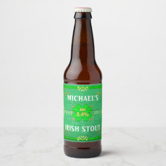 Irish Stout Rustic Green Wood Craft Homebrewing Beer Bottle Label