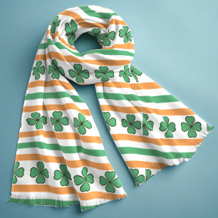 Irish Stripes and lucky clover St Patrick's Day Scarf