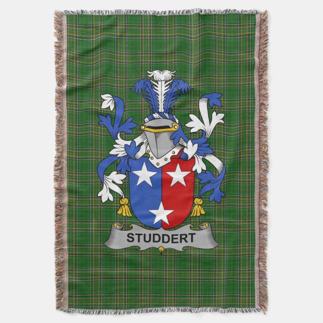  Irish Studdert Coat of Arms Family Crest Ireland  Throw Blanket (Front Vertical)