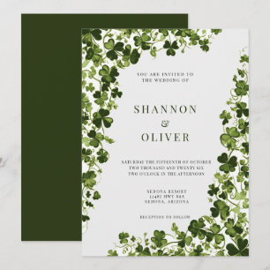 Irish Stylized Shamrock Leafy Foliage  Invitation