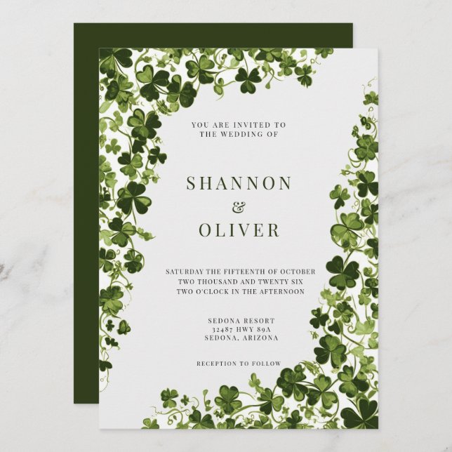Irish Stylized Shamrock Leafy Foliage  Invitation (Front/Back)