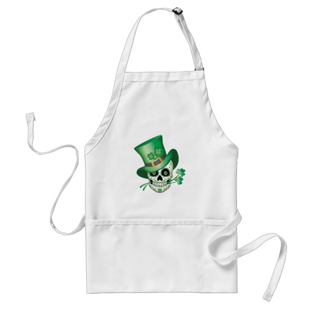 Irish Sugar Skull Adult Apron (Front)