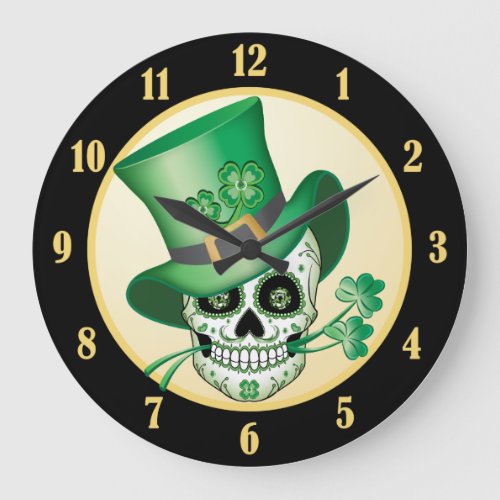 Irish Sugar Skull Large Clock