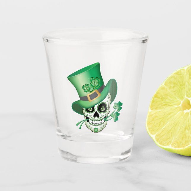 Irish Sugar Skull Shot Glass (Front)