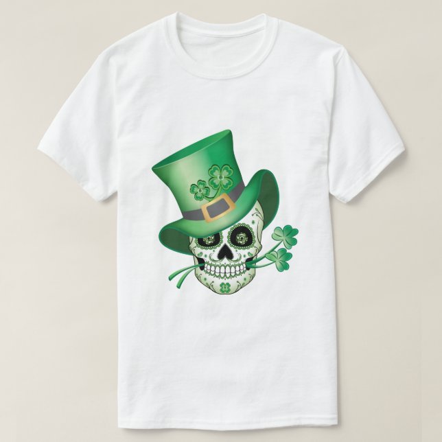 Irish Sugar Skull T-Shirt (Design Front)