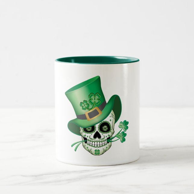 Irish Sugar Skull Two-Tone Coffee Mug (Center)