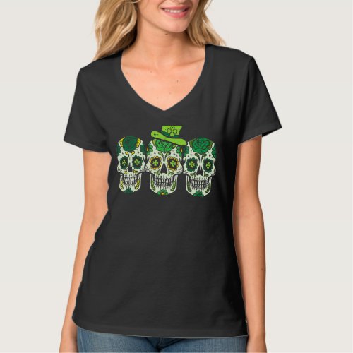 Irish Sugar Skulls Paddys St Patricks Day Calavera T_Shirt