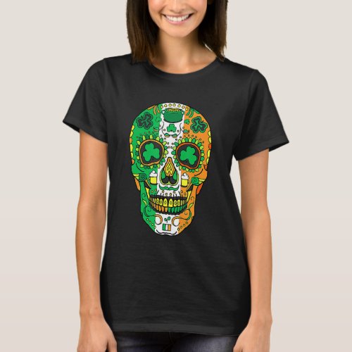 Irish Sugar Skulls Paddys St Patricks Day Calavera T_Shirt